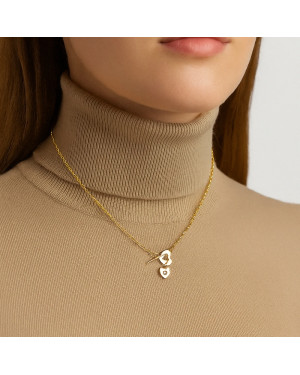 Gold-plated necklace two hearts zirconia
