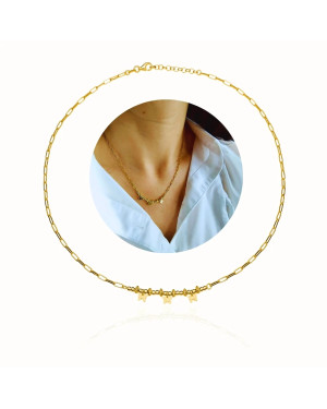 Gold-plated necklace large links three butterflies