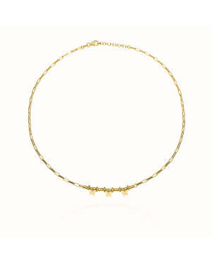 Gold-plated necklace large links three butterflies