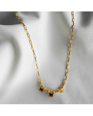 Gold-plated necklace large links three butterflies