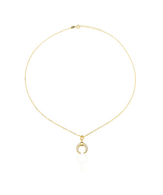 Gold-plated crescent moon necklace cubic zirconia
