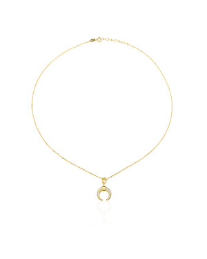 Gold-plated crescent moon necklace cubic zirconia