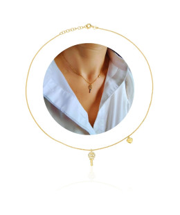 Gold-plated necklace heart key Lucky