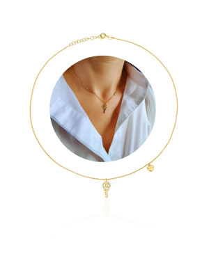 Gold-plated necklace heart key Lucky