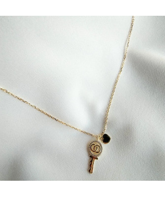 Gold-plated necklace heart key Lucky