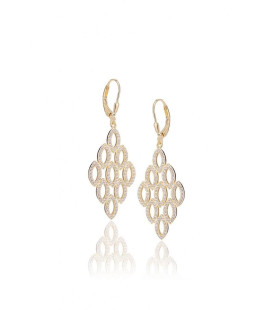 Gold Plated Rhombus Zirconia Earrings