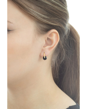 Gold-plated silver earrings black stone