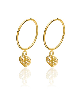 Gold-Plated Silver Heart Hoop Earrings