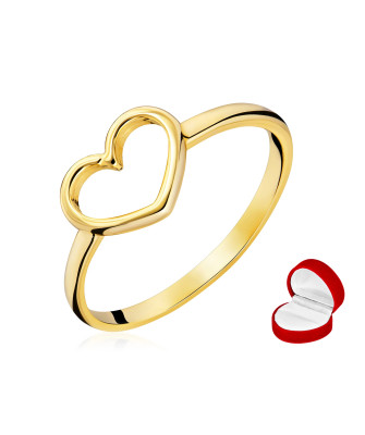 Gold ring heart 14k