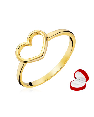 Gold ring heart 14k
