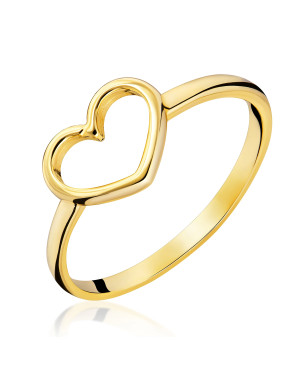 Gold ring heart 14k