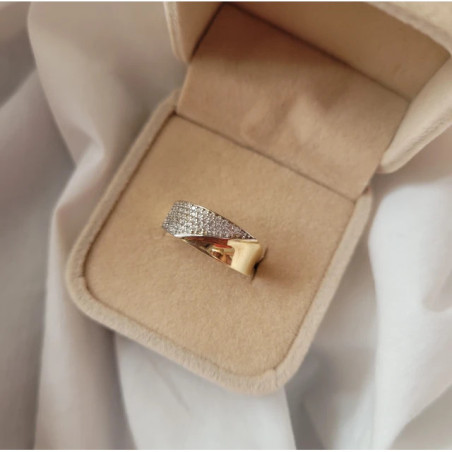 Gold ring as wide as a wedding ring with stones P3.1565 | GoldJewellery