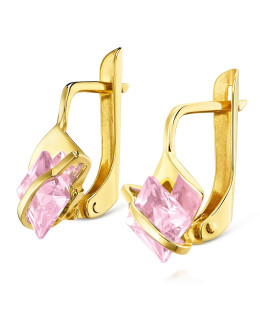 Gold earrings pink headbands 14k