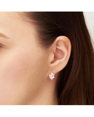 Gold earrings pink headbands 14k