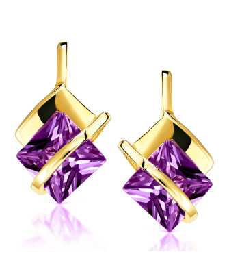 Gold earrings purple bands 8k