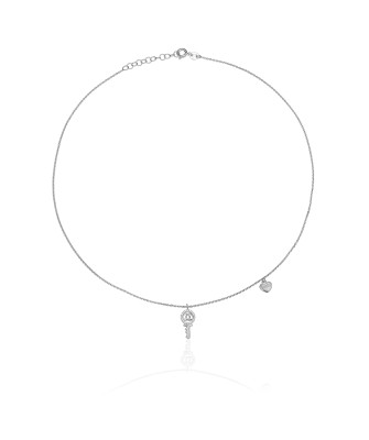 Silver heart key necklace Lucky