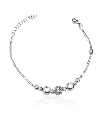 Silver bracelet double chain openwork