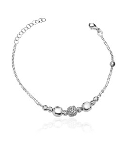 Silver bracelet double chain openwork