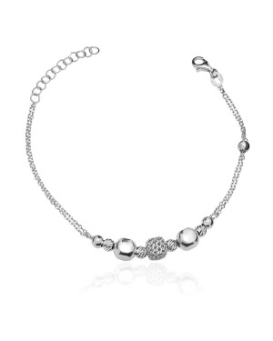 Silver bracelet double chain openwork