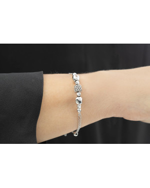 Silver bracelet double chain openwork