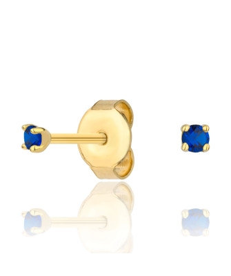 Delicate gold earrings with sapphire zirconia 14k