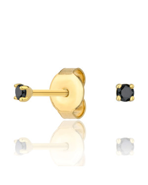 Delicate gold earrings with black zirconia 14k