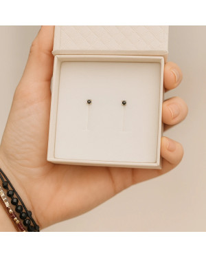 Delicate gold earrings with black zirconia 14k