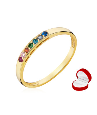 8ct Gold Multicolour Cubic Zirconia Ring