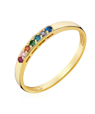 8ct Gold Multicolour Cubic Zirconia Ring