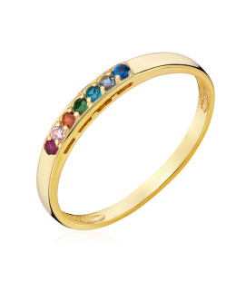 8ct Gold Multicolour Cubic Zirconia Ring