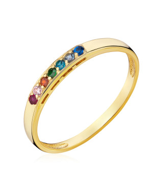 8ct Gold Multicolour Cubic Zirconia Ring