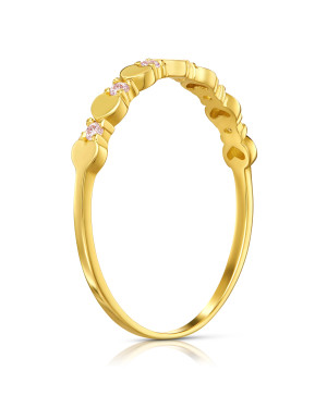 Gold heart ring with pink stones