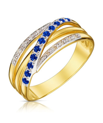 Wide white-sapphire gold ring