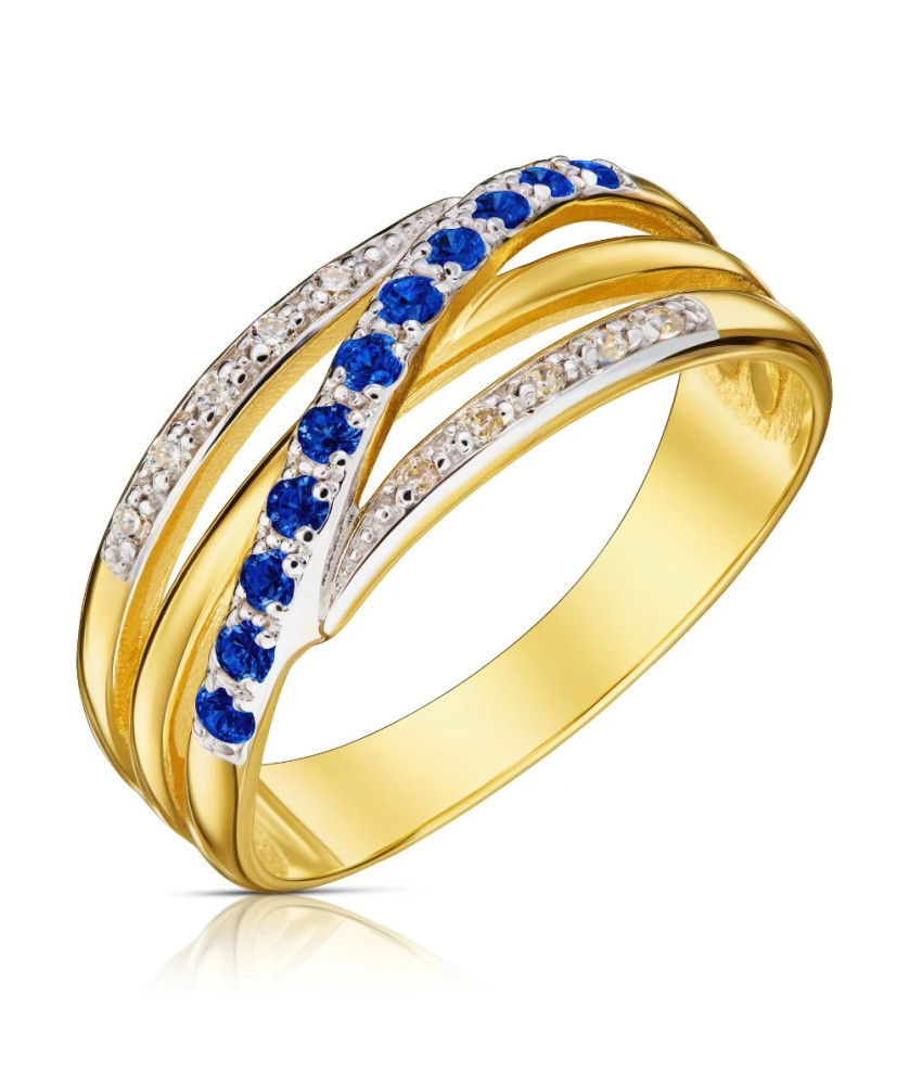Wide white-sapphire gold ring