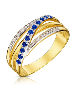 Wide white-sapphire gold ring