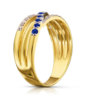 Wide white-sapphire gold ring