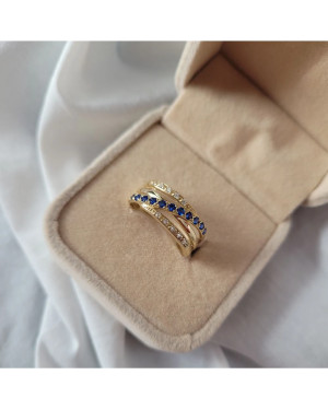 Wide white-sapphire gold ring