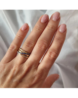 Wide white-sapphire gold ring