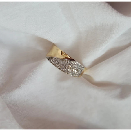 Gold ring as wide as a wedding ring with stones P3.1565 | GoldJewellery