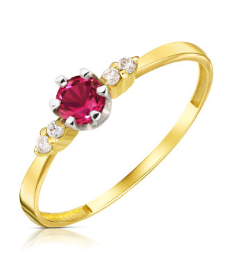 Ring with a red stone 14k gold
