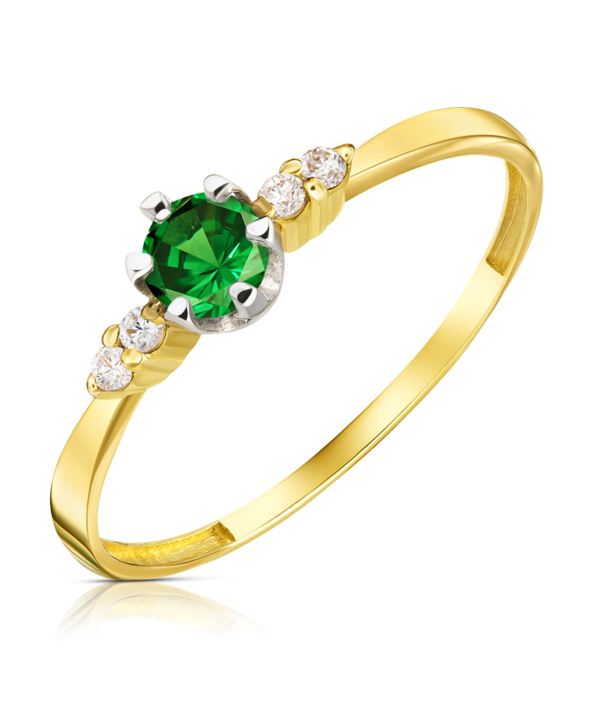 14k gold engagement ring with green zirconia