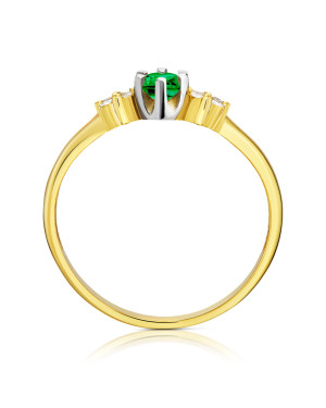 14k gold engagement ring with green zirconia