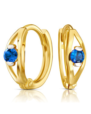14k gold earrings hoops with a blue eye