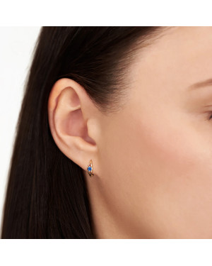 14k gold earrings hoops with a blue eye