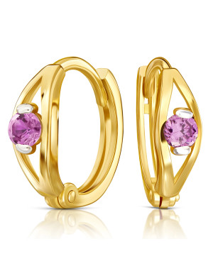 14k gold earrings hoops with purple stone