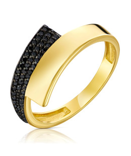 Gold ring Asymmetrical Beautiful design black stones
