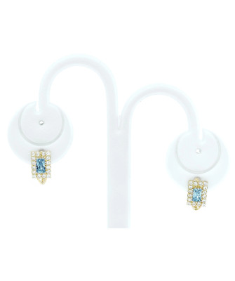 Gold earrings with blue zirconia 8k