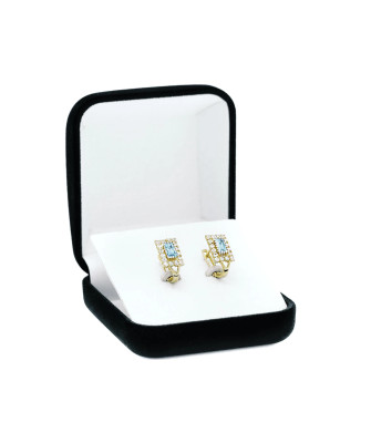 Gold earrings with blue zirconia 8k