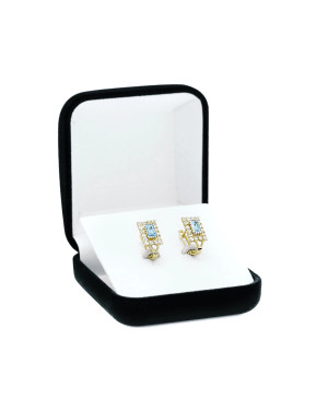 Gold earrings with blue zirconia 8k