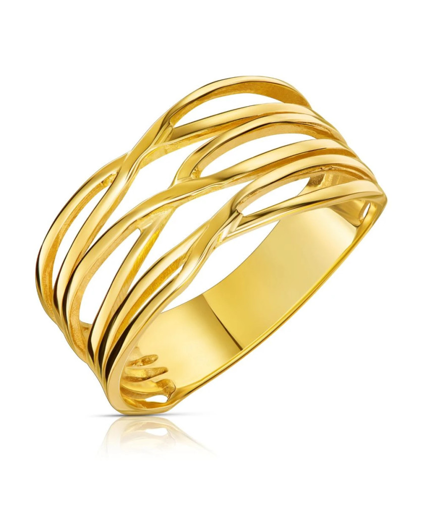Wide 8k interwoven ring